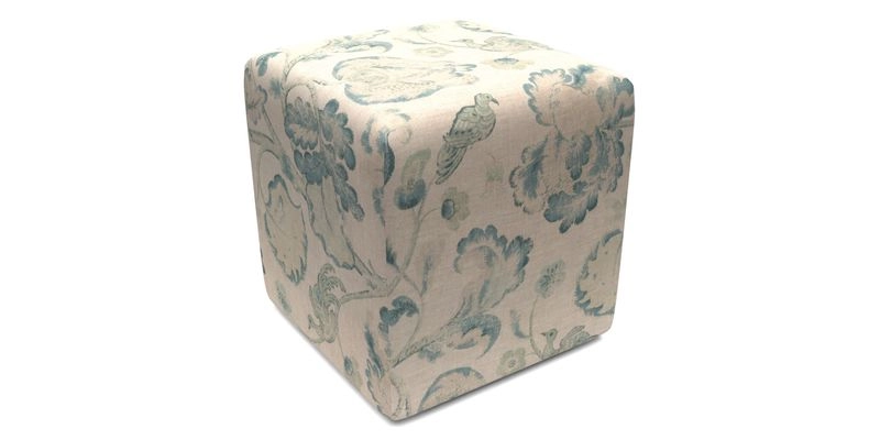 Cube Footstool in Peruvian homespun fabric