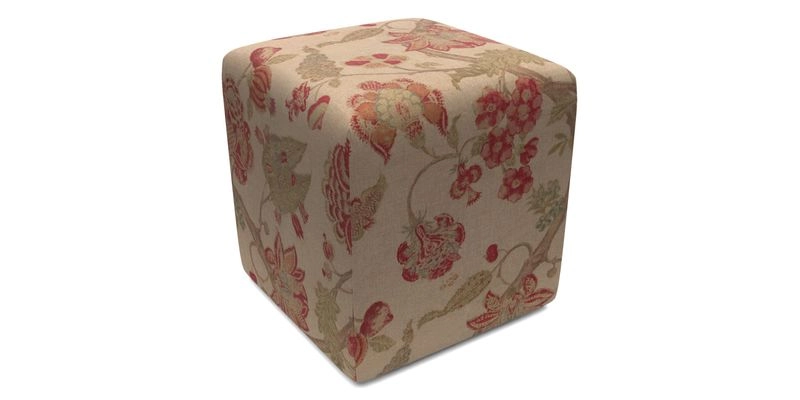 Cube Footstool in Peruvian homespun fabric