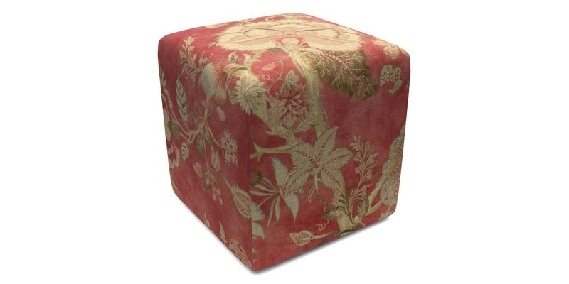 Cube Footstool in Peruvian homespun fabric