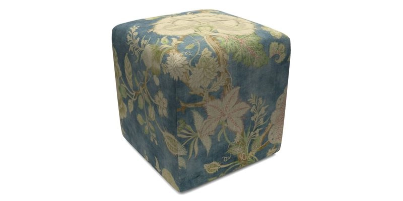 Cube Footstool in Peruvian homespun fabric