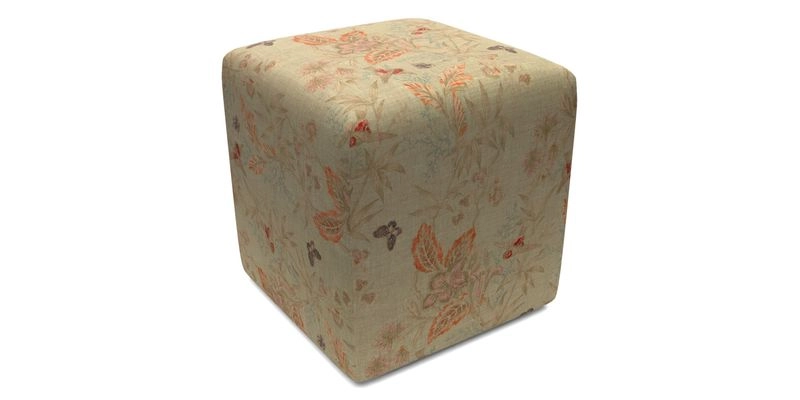 Cube Footstool in Peruvian homespun fabric