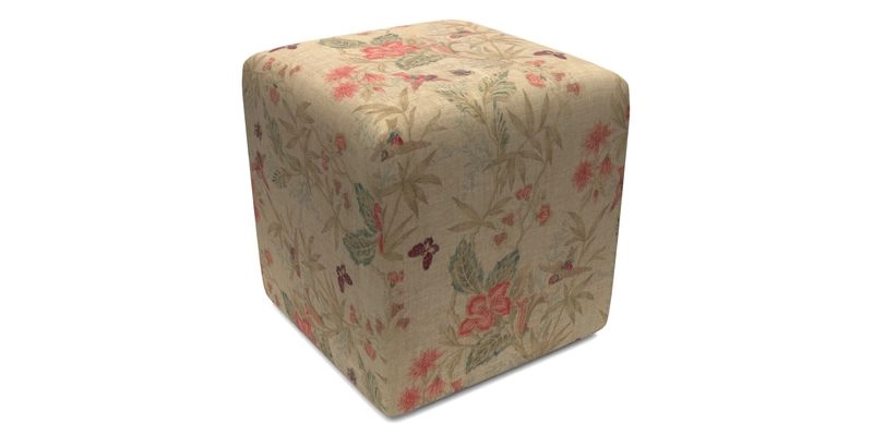 Cube Footstool in Peruvian homespun fabric