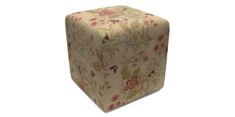 Cube Footstool in Peruvian homespun fabric