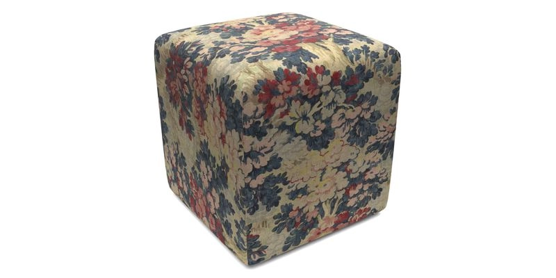Cube Footstool in Peruvian homespun fabric