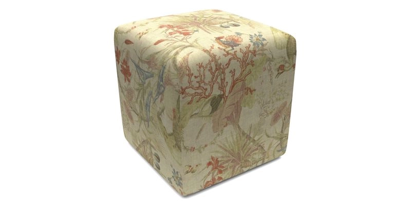 Cube Footstool in Peruvian homespun fabric