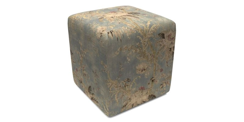 Cube Footstool in Peruvian homespun fabric