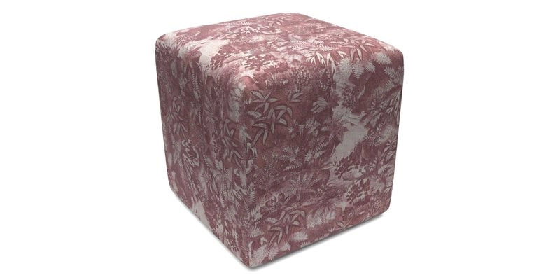 Cube Footstool in Peruvian homespun fabric