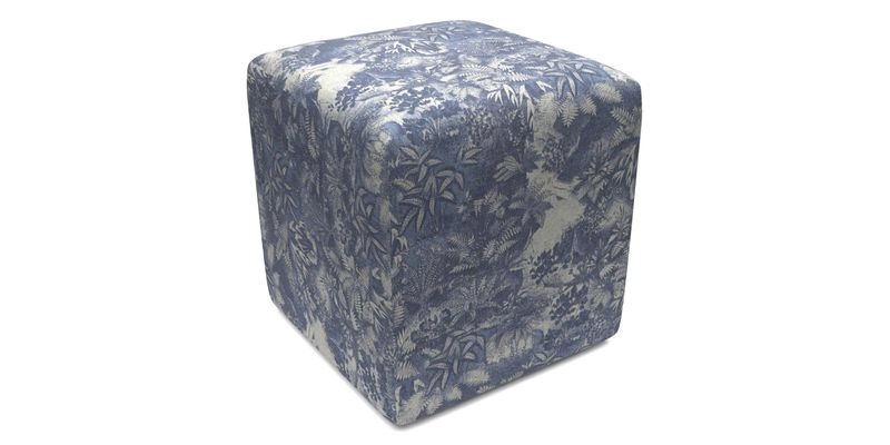 Cube Footstool in Peruvian homespun fabric