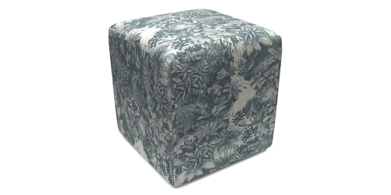 Cube Footstool in Peruvian homespun fabric