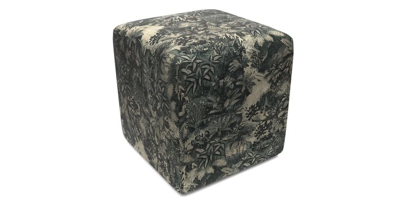 Cube Footstool in Peruvian homespun fabric