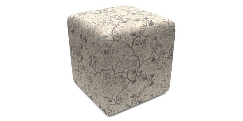 Cube Footstool in Peruvian homespun fabric