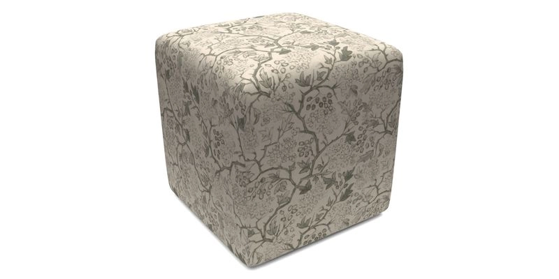 Cube Footstool in Peruvian homespun fabric