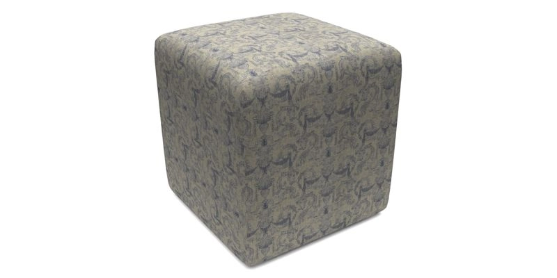 Cube Footstool in Peruvian homespun fabric