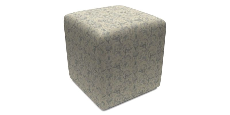 Cube Footstool in Peruvian homespun fabric