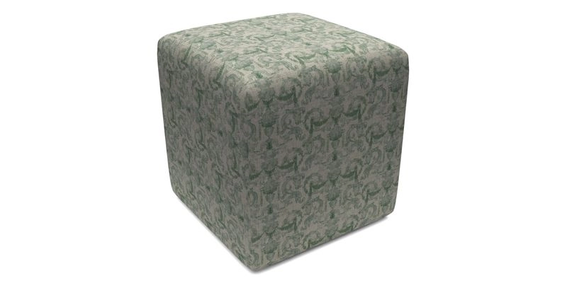 Cube Footstool in Peruvian homespun fabric