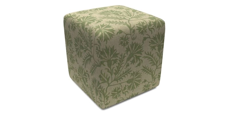 Cube Footstool in Peruvian homespun fabric