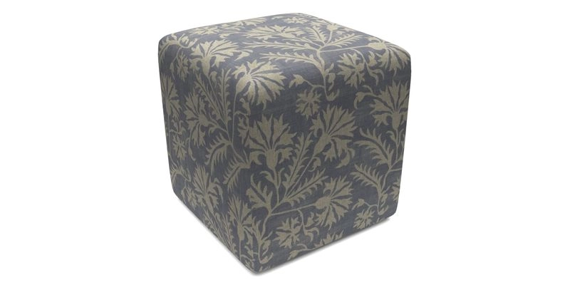 Cube Footstool in Peruvian homespun fabric