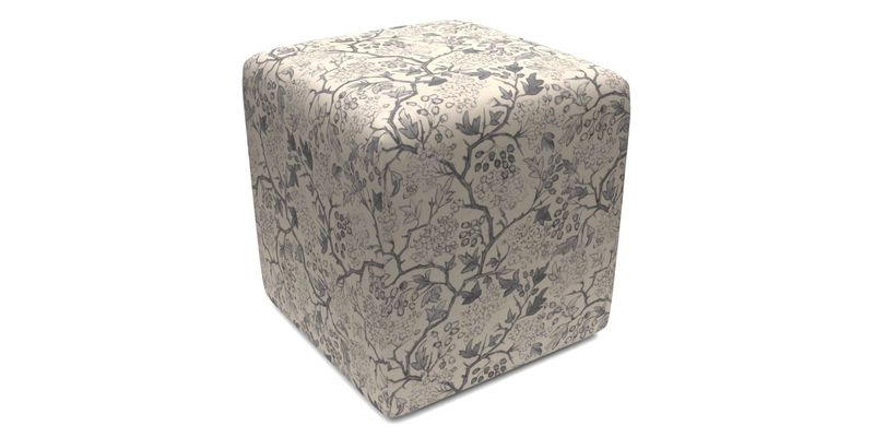 Cube Footstool in Peruvian homespun fabric