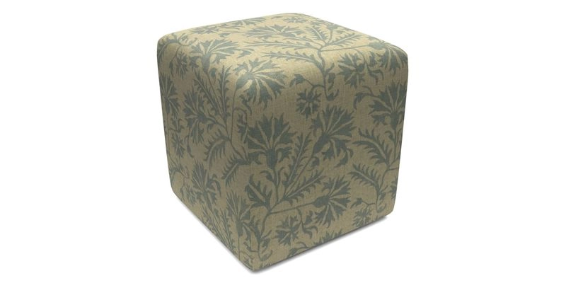 Cube Footstool in Peruvian homespun fabric