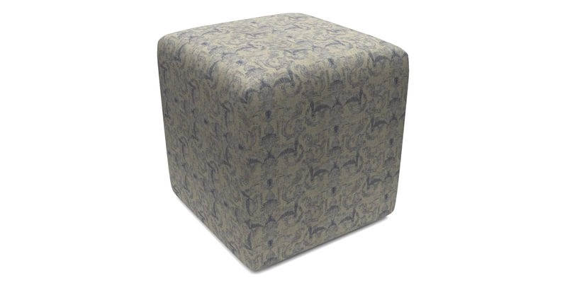 Cube Footstool in Peruvian homespun fabric
