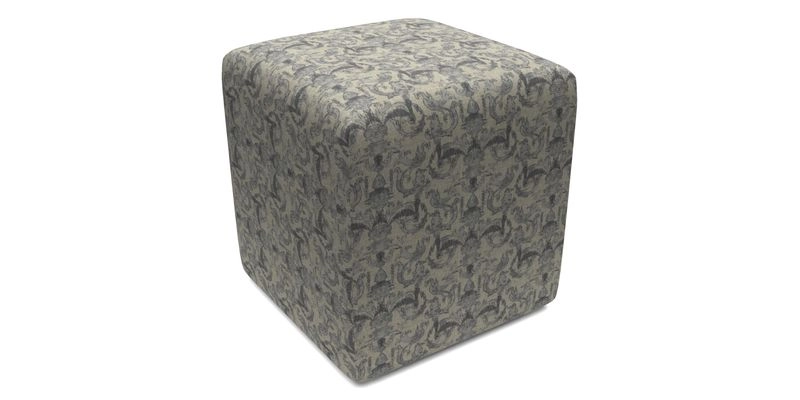 Cube Footstool in Peruvian homespun fabric