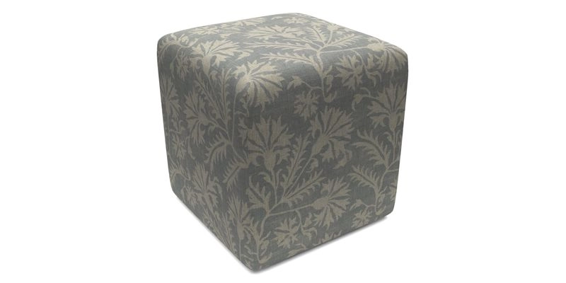 Cube Footstool in Peruvian homespun fabric