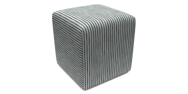 Cube Footstool in Peruvian homespun fabric