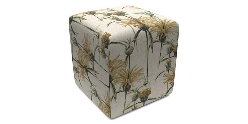 Cube Footstool in Peruvian homespun fabric