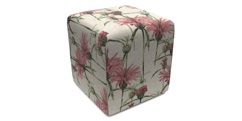 Cube Footstool in Peruvian homespun fabric
