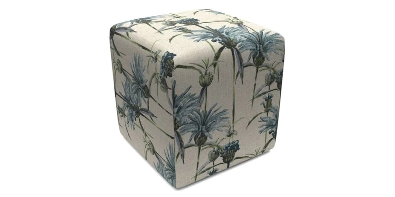 Cube Footstool in Peruvian homespun fabric