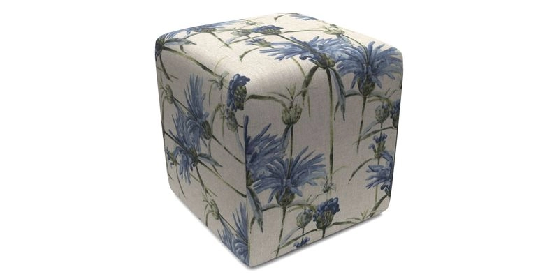 Cube Footstool in Peruvian homespun fabric