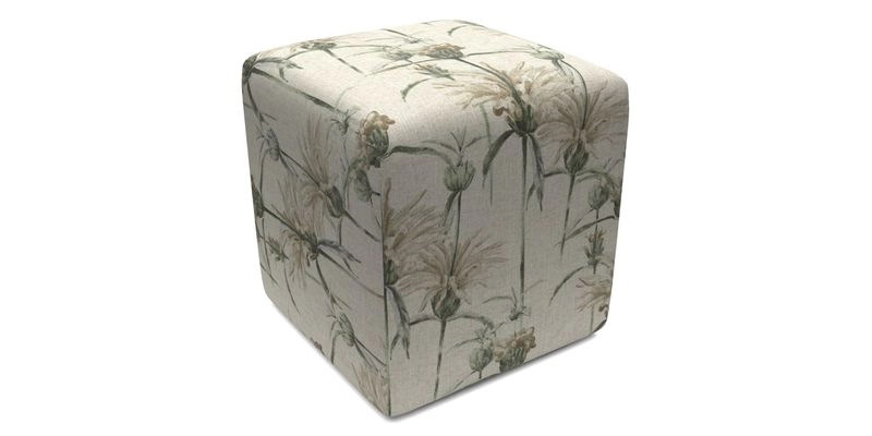Cube Footstool in Peruvian homespun fabric