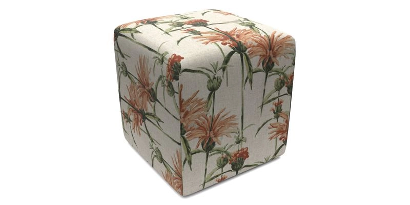 Cube Footstool in Peruvian homespun fabric