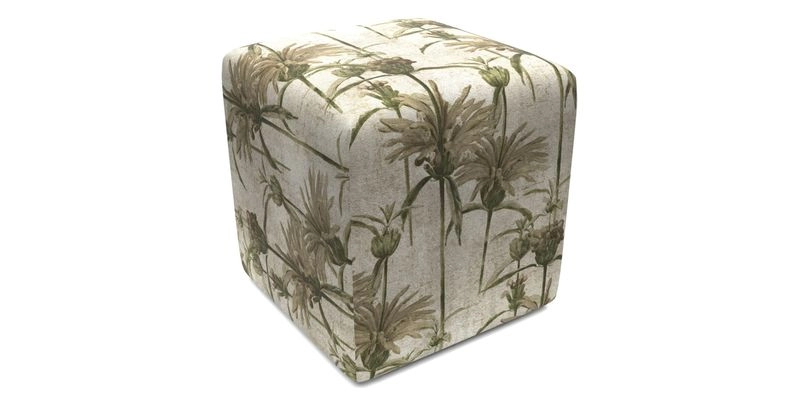 Cube Footstool in Peruvian homespun fabric