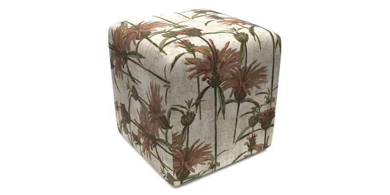 Cube Footstool in Peruvian homespun fabric