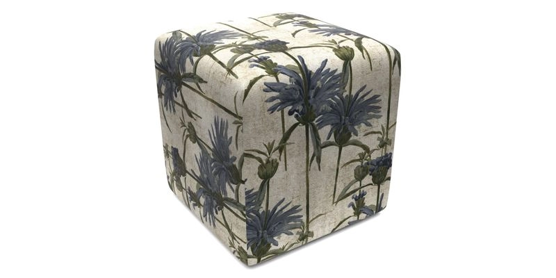Cube Footstool in Peruvian homespun fabric
