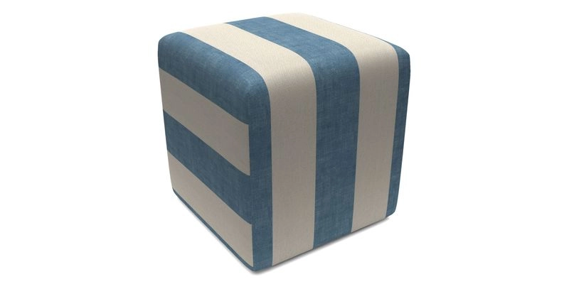 Cube Footstool in Peruvian homespun fabric