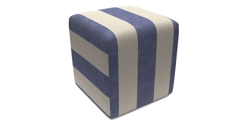 Cube Footstool in Peruvian homespun fabric