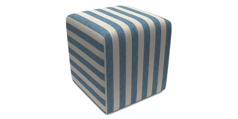 Cube Footstool in Peruvian homespun fabric