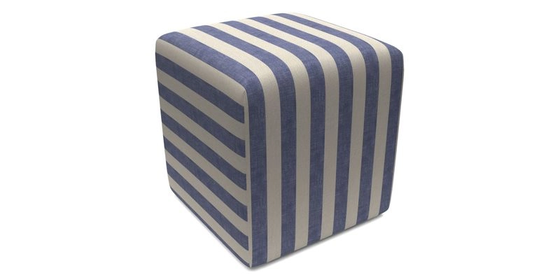 Cube Footstool in Peruvian homespun fabric