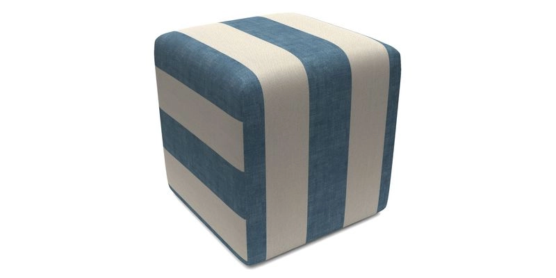 Cube Footstool in Peruvian homespun fabric