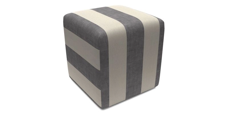 Cube Footstool in Peruvian homespun fabric