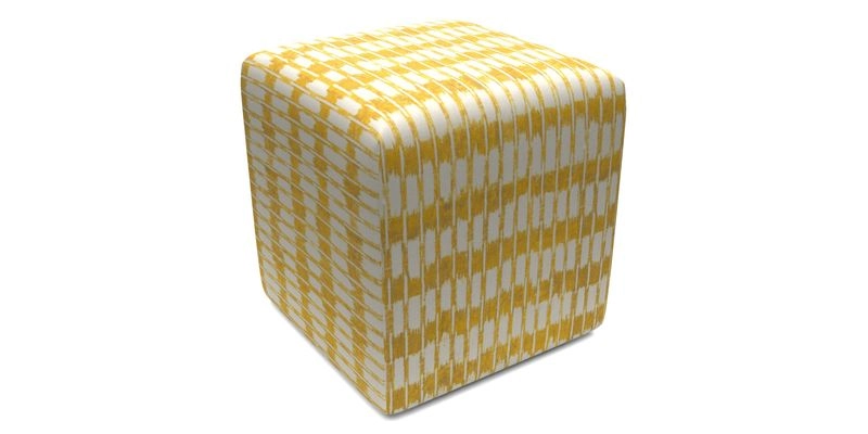 Cube Footstool in Peruvian homespun fabric