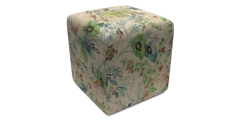 Cube Footstool in Peruvian homespun fabric