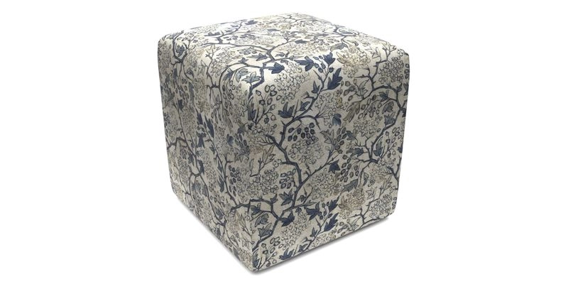 Cube Footstool in Peruvian homespun fabric