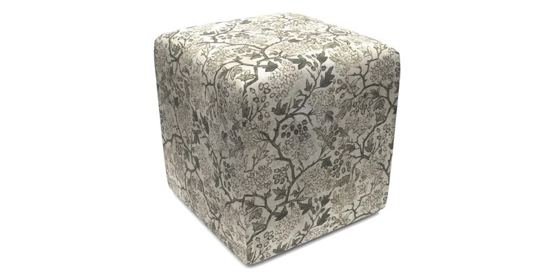 Cube Footstool in Peruvian homespun fabric