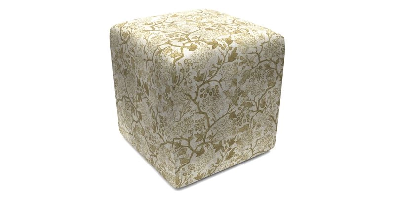Cube Footstool in Peruvian homespun fabric