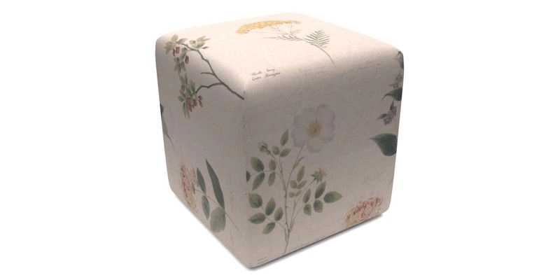 Cube Footstool in Peruvian homespun fabric