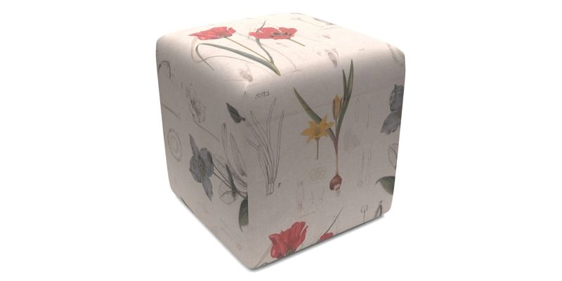 Cube Footstool in Peruvian homespun fabric