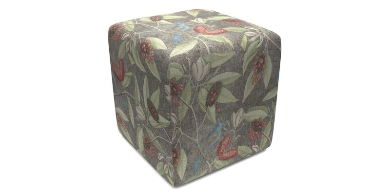 Cube Footstool in Peruvian homespun fabric